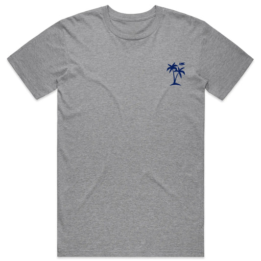 Distressed Athletic Grey Tee — Vintage Beach Graphic T-Shirt Fly Coast Outfitters
