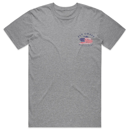 American Spirit Tee — Athletic Grey Coastal Lifestyle Shirt (Pre-Order) Fly Coast Outfitters