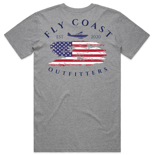 American Spirit Tee — Athletic Grey Coastal Lifestyle Shirt (Pre-Order) Fly Coast Outfitters