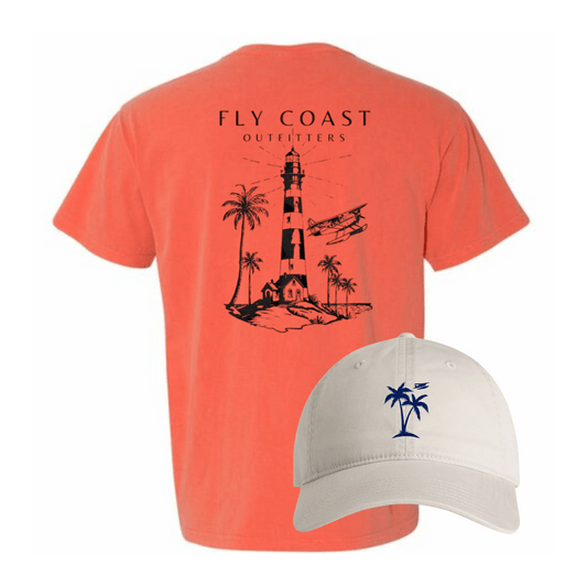 Fly Coast Outfitters - Light House Tee & Embroidered Coastal Logo Hat Fly Coast Outfitters