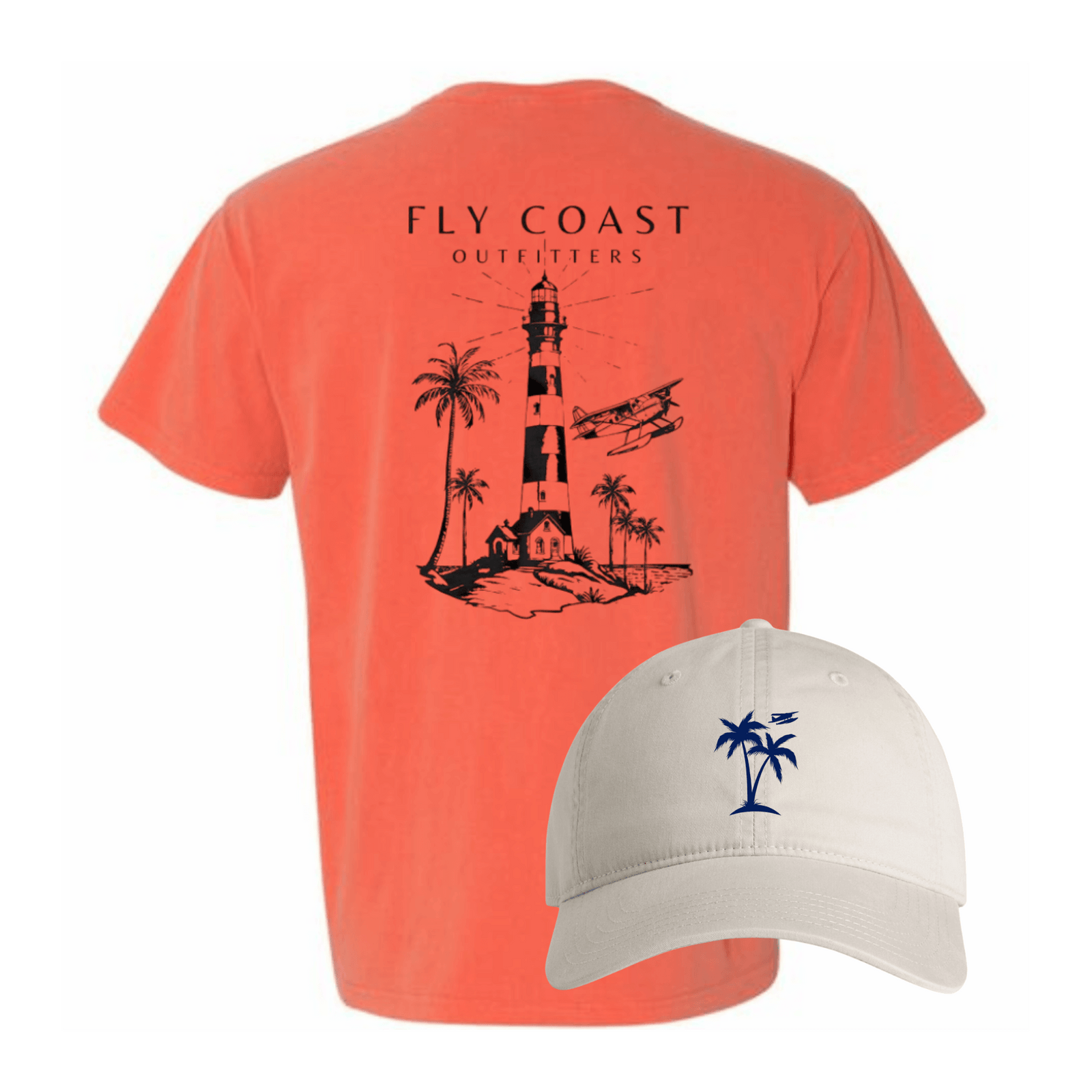 Fly Coast Outfitters - Light House Tee & Embroidered Coastal Logo Hat Fly Coast Outfitters